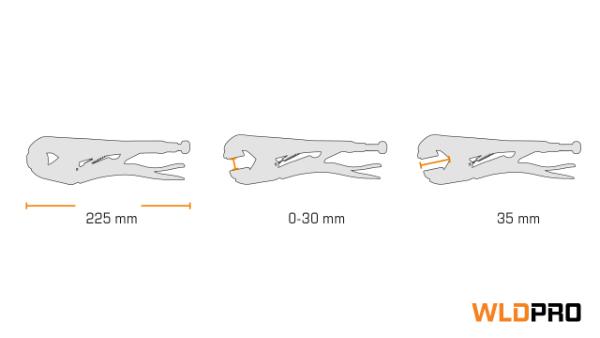 Svetstång D5 med smala rörliga käftar (230 mm / 9